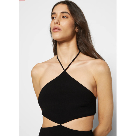 Bec + Bridge Iris Dress Black Halter Maxi Cutout Backless Stretch Women Sz 4 - Picture 3 of 14